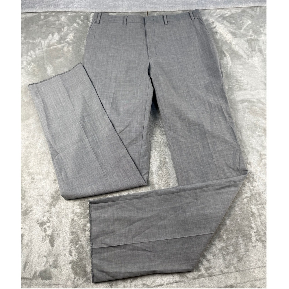Trump Dress Pants Mens 36W 42L Wool Grey Unfinished Hem NEW